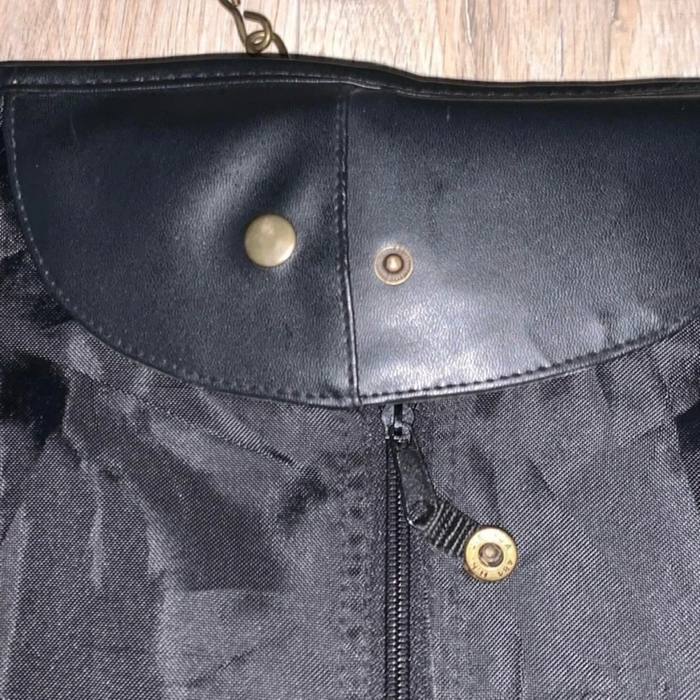Cellini vintage black leather luggage bag & hanging garment bag bundle